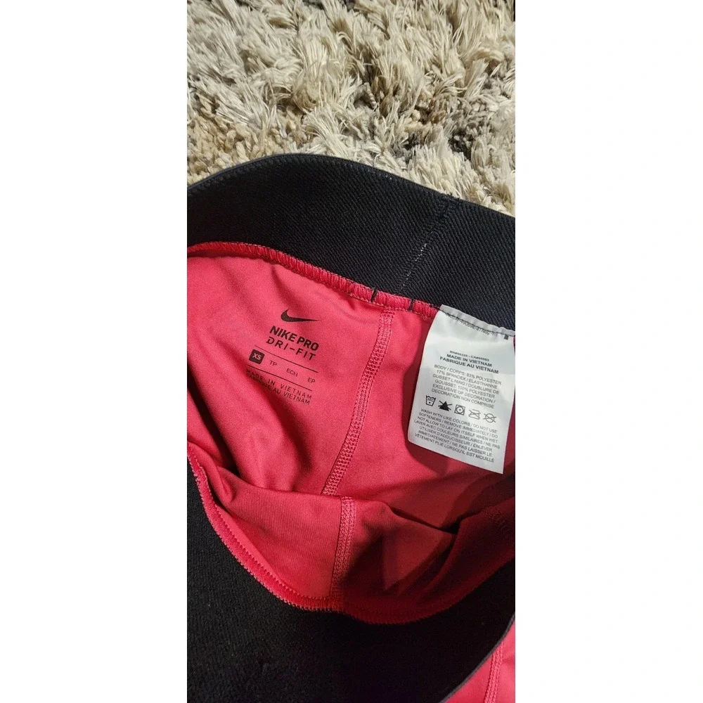 Nike Pro Dri-Fit Leggings‎ Women's XS Dark Red Black Band Logo Crossfit Active